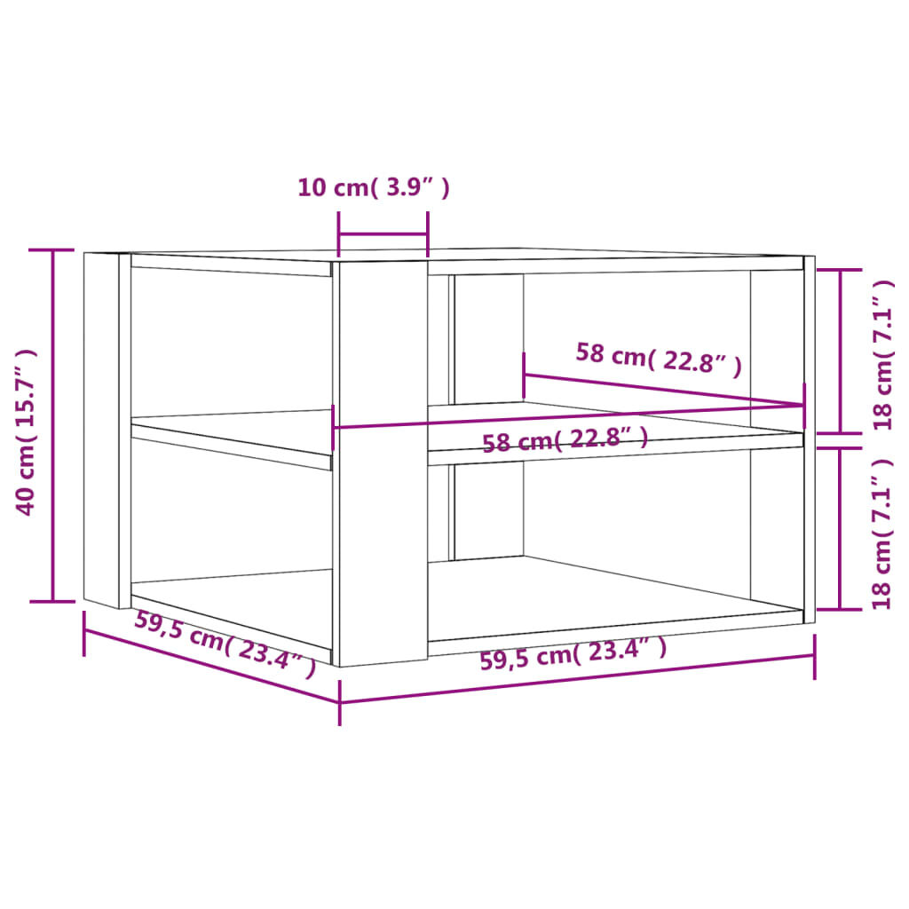 vidaXL Coffee Table Brown Oak 59.5x59.5x40 cm Engineered Wood