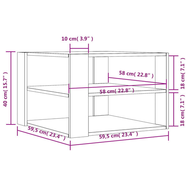 vidaXL Coffee Table Brown Oak 59.5x59.5x40 cm Engineered Wood