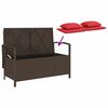 vidaXL Garden Storage Bench with Cushion Brown Poly Rattan