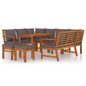vidaXL 9 Piece Garden Dining Set with Cushions Solid Wood Acacia