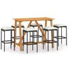 vidaXL 7 Piece Garden Bar Set with Cushions Black