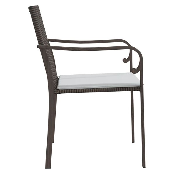vidaXL Garden Chairs with Cushions 2 pcs Brown 56x59x84 cm Poly Rattan