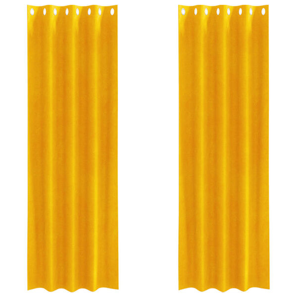 vidaXL Curtains with Curtains 2 pcs Mustard Yellow 140 x 225 cm Velvet