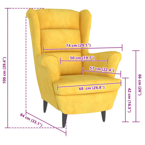 vidaXL Armchair Mustard Yellow Velvet