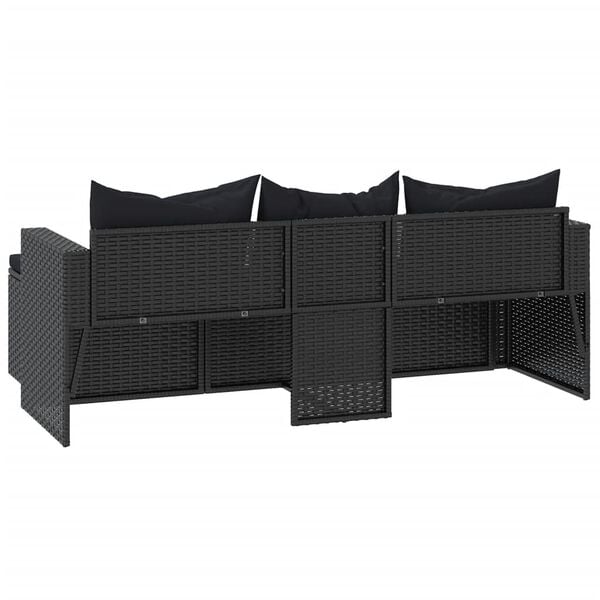 vidaXL Garden Lounge Set Black Poly Rattan
