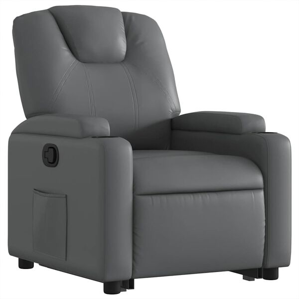 vidaXL Stand up Recliner Chair Grey Faux Leather