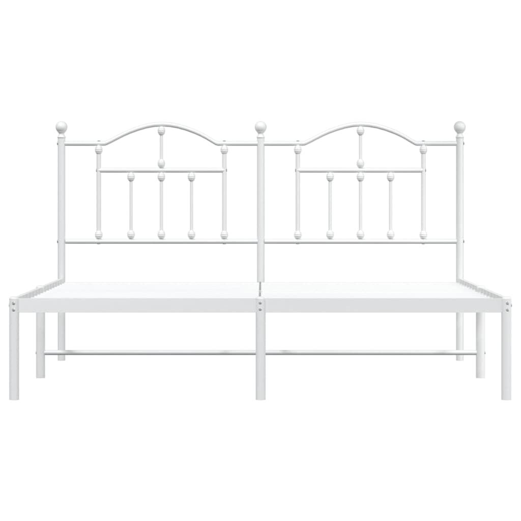 vidaXL Metal Bed Frame without Mattress with Headboard White 183x213cm