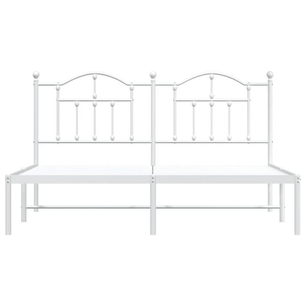 vidaXL Metal Bed Frame without Mattress with Headboard White 183x213cm