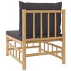 vidaXL Garden Middle Sofa with Dark Grey Cushions Bamboo