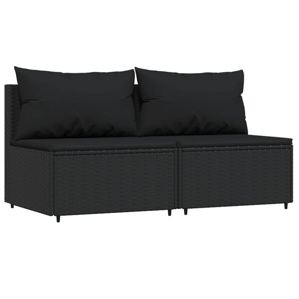 vidaXL 3 Piece Garden Lounge Set with Cushions Black Poly Rattan
