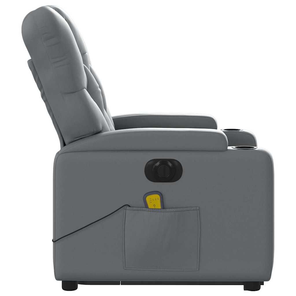vidaXL Electric Stand up Massage Recliner Chair Grey Faux Leather
