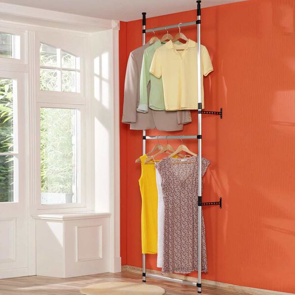 vidaXL Telescopic Wardrobe System with Rods and Shelf Aluminium