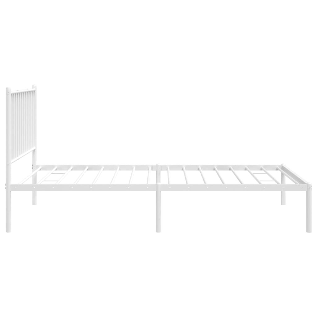 vidaXL Metal Bed Frame without Mattress with Headboard White 100x190cm