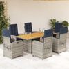 vidaXL 7 Piece Garden Dining Set with Cushions Beige Poly Rattan