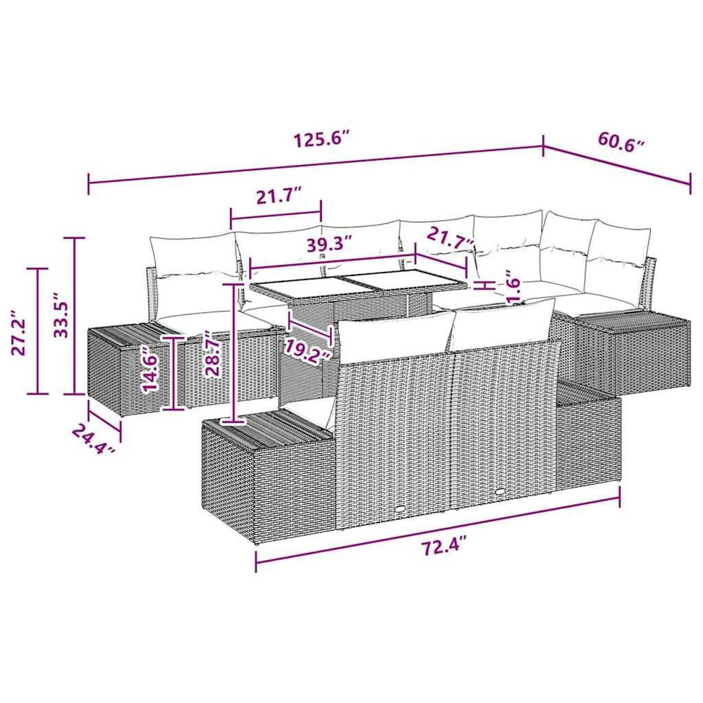 vidaXL Garden Sofa Set with Storage 9 pcs Black Poly rattan
