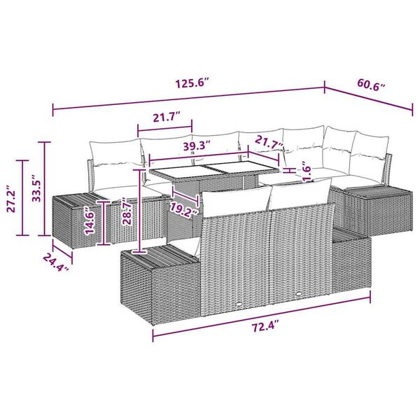 vidaXL Garden Sofa Set with Storage 9 pcs Black Poly rattan