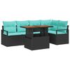 vidaXL Garden Dining Set with Cushion 6 pcs Black and Teal