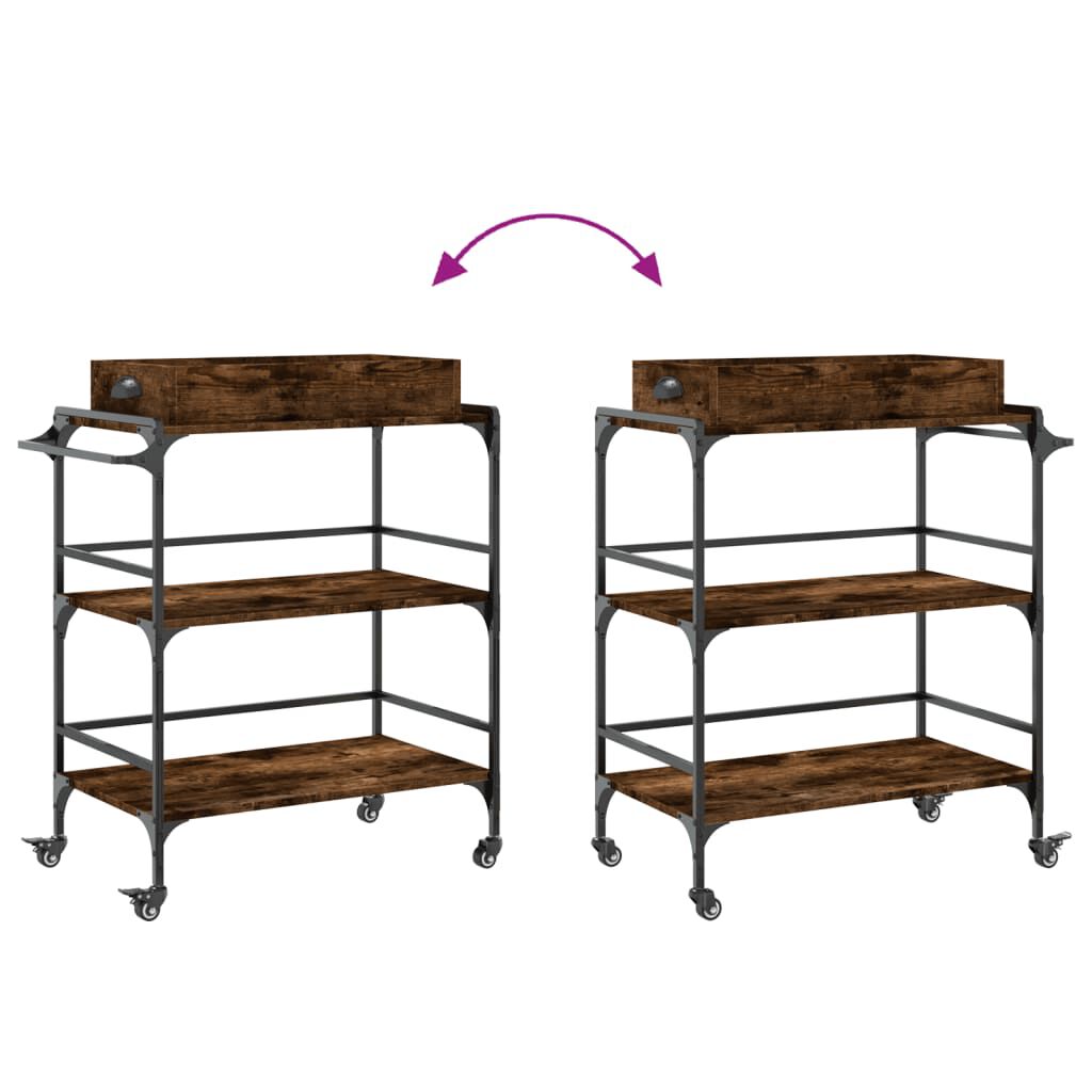 vidaXL Kitchen Trolley Smoked Oak 81.5x41x92.5 cm Engineered Wood