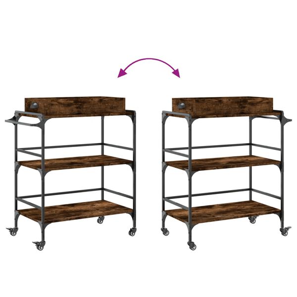 vidaXL Kitchen Trolley Smoked Oak 81.5x41x92.5 cm Engineered Wood