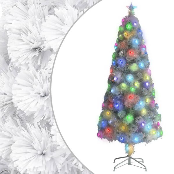 vidaXL Artificial Pre-lit Christmas Tree White 180 cm Fibre Optic