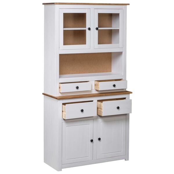 vidaXL Highboard White 93x40.5x180 cm Solid Pine Panama Range