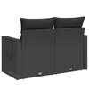vidaXL Garden Sofa with Cushions 2-Seater Black Poly Rattan