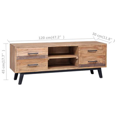 vidaXL TV Cabinet 120x30x45 cm Solid Teak