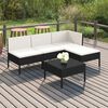 vidaXL 5 Piece Garden Lounge Set with Cushions Poly Rattan Black
