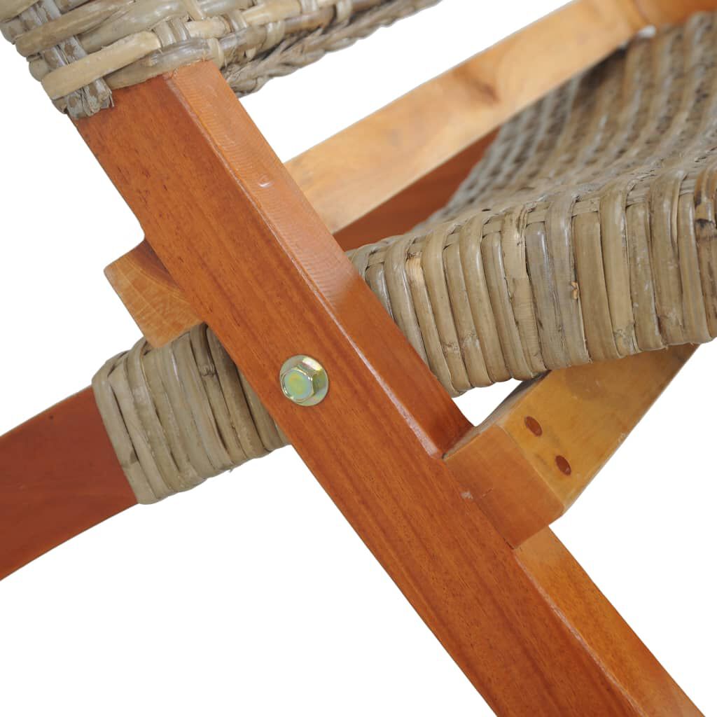 vidaXL Relaxing Chair Natural Kubu Rattan and Solid Mahogany Wood