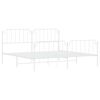 vidaXL Metal Bed Frame without Mattress with Footboard&nbsp;White 193x203cm