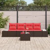 vidaXL Sofa Set with Cushion 5 pcs Brown Poly Rattan