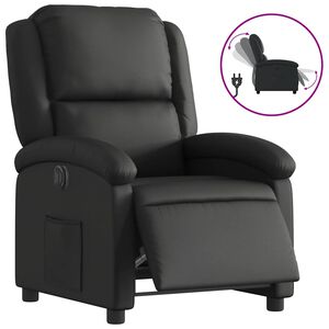 vidaXL Electric Recliner Chair Black Real Leather