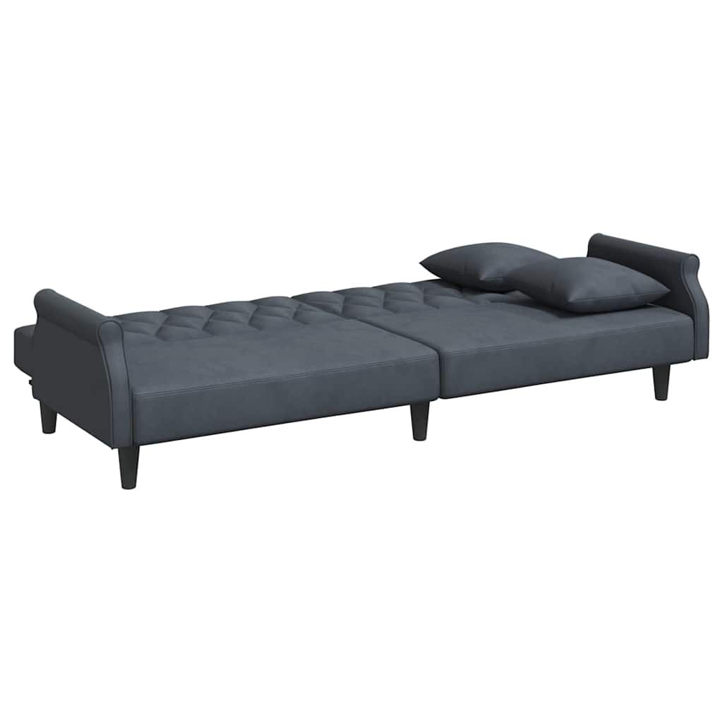 vidaXL Sofa Bed with Armrests Dark Grey Velvet