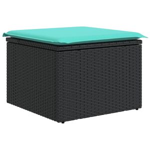 vidaXL Garden Stool with Cushion Black 55x55x37 cm Poly Rattan