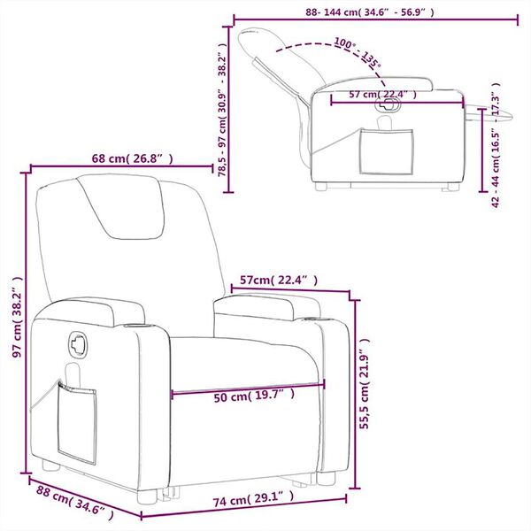 vidaXL Stand up Massage Recliner Chair Cream Faux Leather