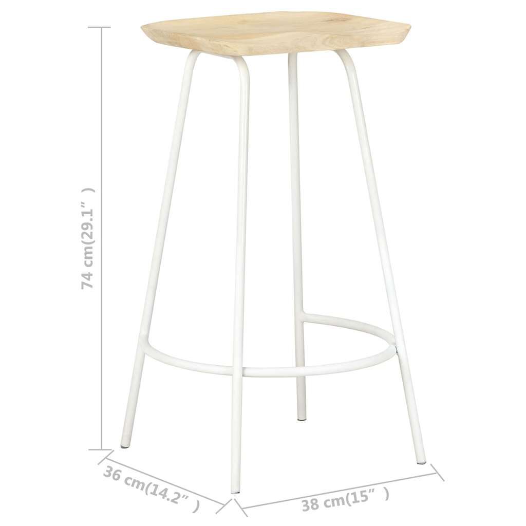 vidaXL Bar Stools 2 pcs Solid Mango Wood