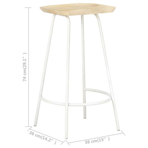 vidaXL Bar Stools 2 pcs Solid Mango Wood