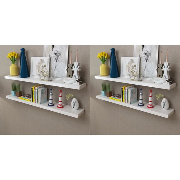 vidaXL Wall Shelves 4 pcs White 120 cm