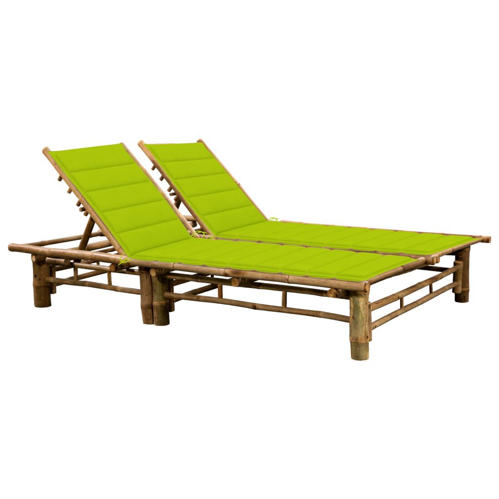 vidaXL 2-Person Sun Lounger with Cushions Bamboo