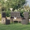 vidaXL 3 Piece Garden Dining Set with Cushions Grey Poly Rattan