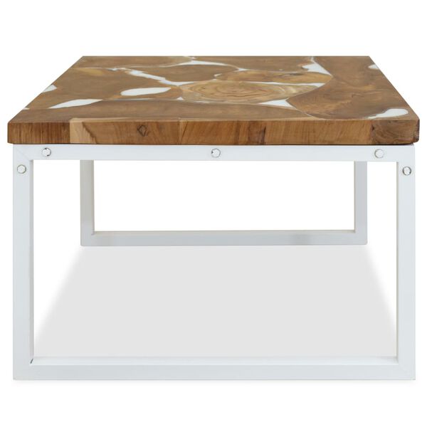 vidaXL Coffee Table Teak Resin 60x60x40 cm White and Brown