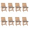 vidaXL Folding Garden Chairs with Cushions 8 pcs Solid Teak Wood
