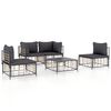 vidaXL 5 Piece Garden Lounge Set with Cushions Anthracite Poly Rattan