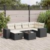 vidaXL 7 Piece Garden Sofa Set with Cushions Black Poly Rattan