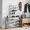 vidaXL Shoe Rack with 8 Shelves Metal and Non-woven Fabric Silver