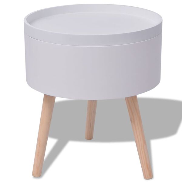 vidaXL Side Table with Serving Tray Round 39.5x44.5 cm White