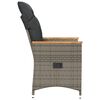 vidaXL Reclining Garden Chair with Cushions Grey Poly Rattan