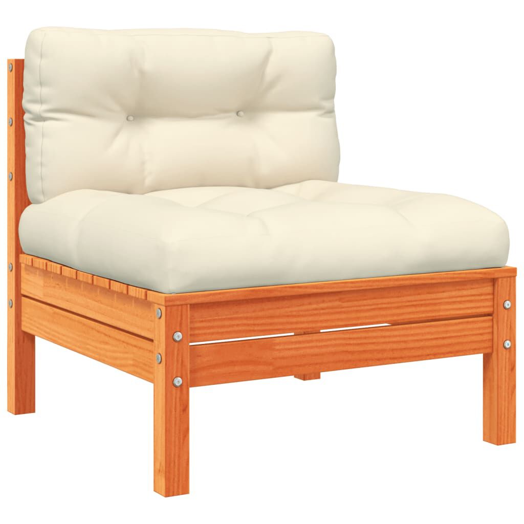 vidaXL 6 Piece Garden Sofa Set with Cushions Wax Brown Solid Wood Pine