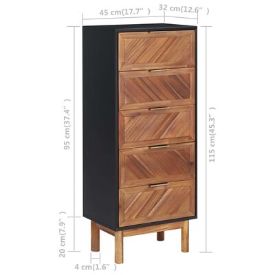 vidaXL Sideboard 45x32x115 cm Solid Acacia Wood and MDF