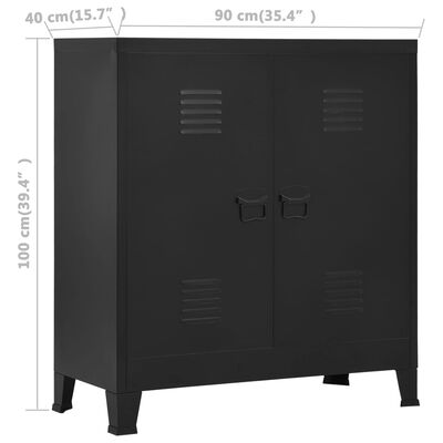 vidaXL Industrial Storage Chest Black Steel